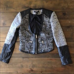 H&M Tweed and Faux Leather Crop Jacket